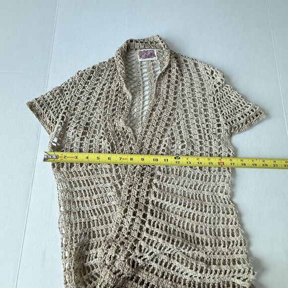 Anthropologie Rosie Neira Calado Open Front Hand Knit Crochet Cardigan Sz M Boho - Picture 6 of 9